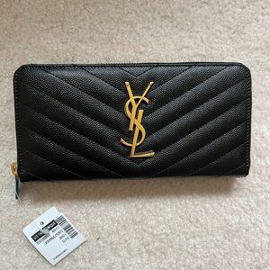 YSL Saint Laurent long wallet (cassandre matelasse zip around wallet)